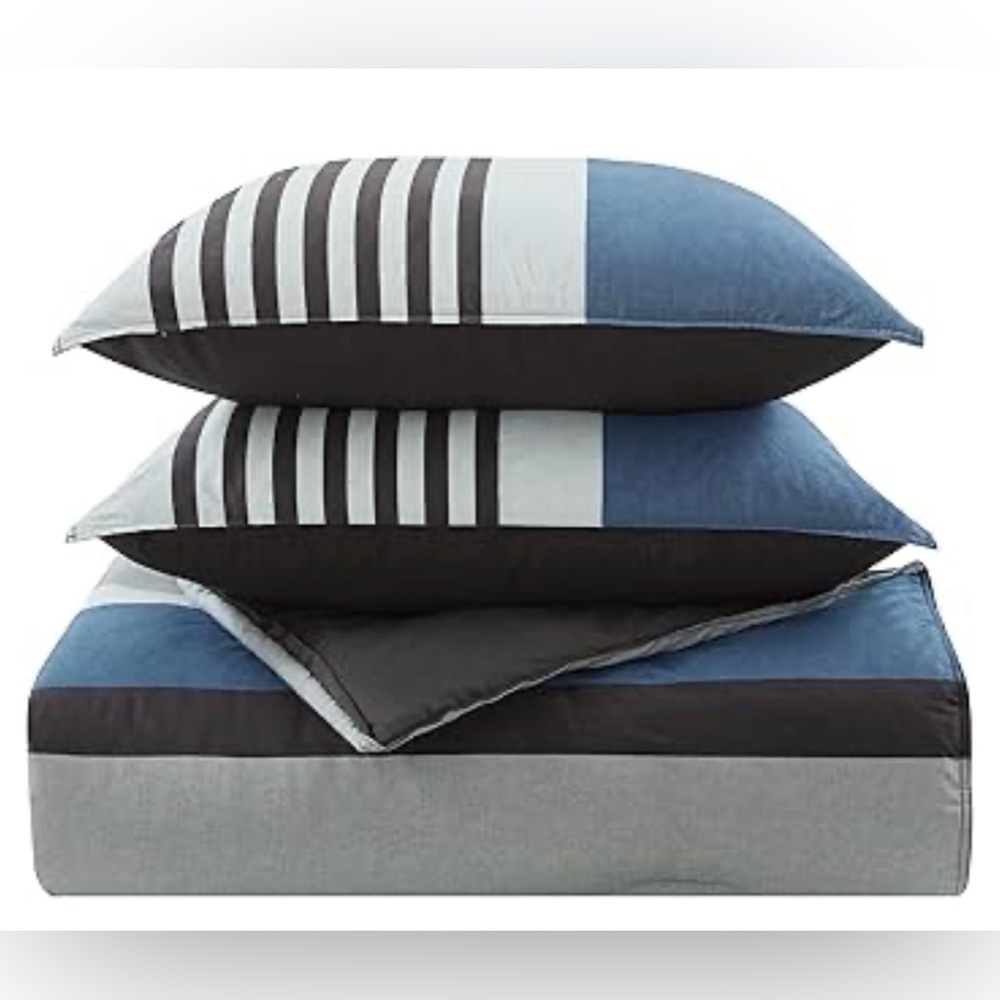 Nautica Rendon Cotton Grey Duvet Cover Set Queen - Picture 5 of 7